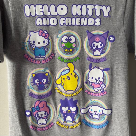 Hello Kitty and Friends Grey Graphic T-Shirt Cotton Blend Short Sleeve Casual S - Picture 3 of 11